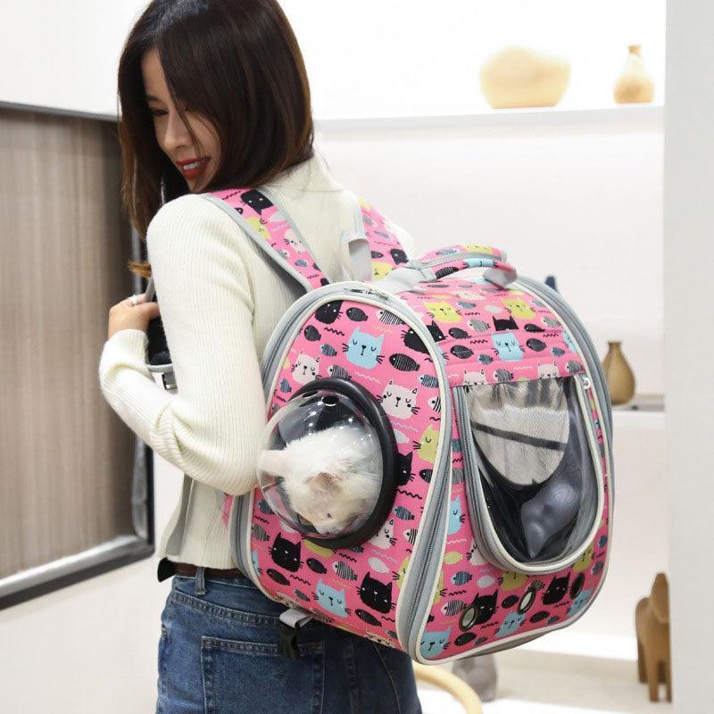 Cat Carrier Backpack With Wheels Pet Suitcase Stroller Blue Large Space Trolley