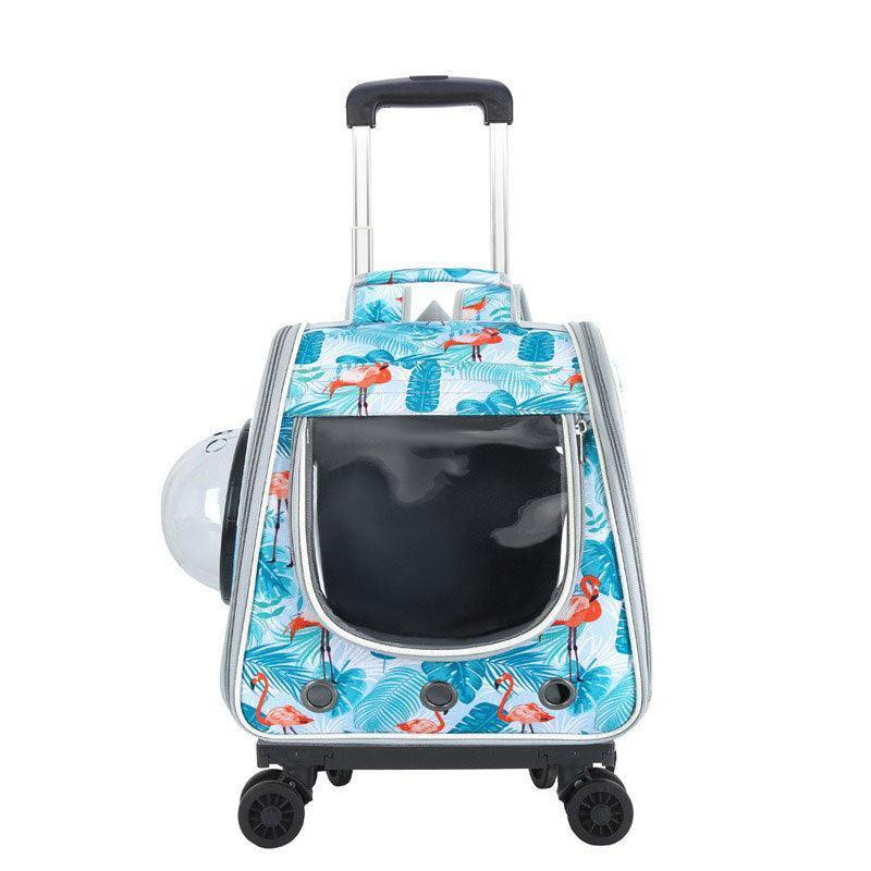 Cat Carrier Backpack With Wheels Pet Suitcase Stroller 10 Color Large Space Trolley