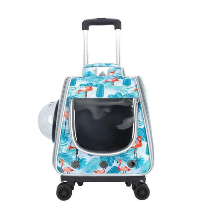 Cat Carrier Backpack With Wheels Pet Suitcase Stroller 10 Color Large Space Trolley