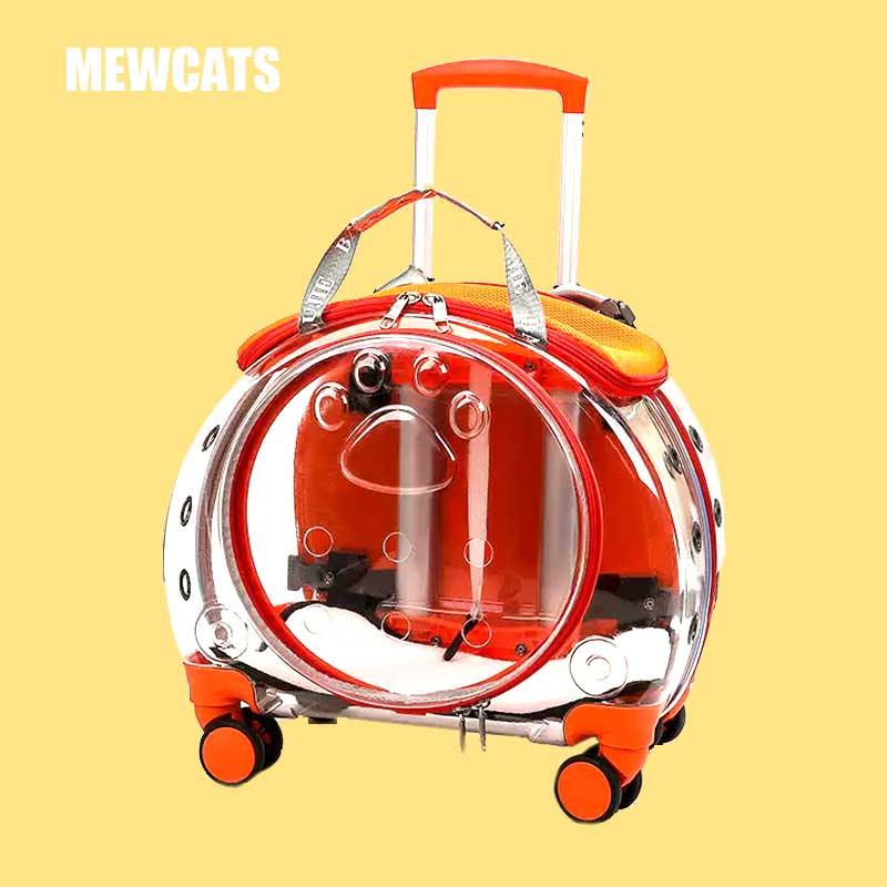 Cat Carrier Backpack With Wheels Transparent Trolley Case