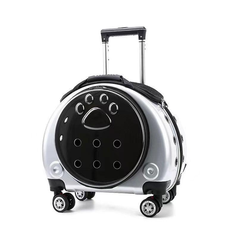 Cat Carrier Backpack With Wheels Transparent Trolley Case - MEWCATS