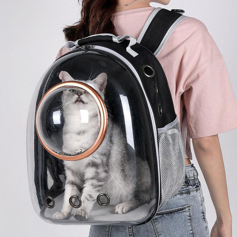 Cat Carrier Black Bag Travel Breathable Transparent Space Capsule Backpack