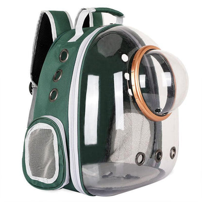 Cat Carrier Green Bag Travel Breathable Transparent Space Capsule Backpack