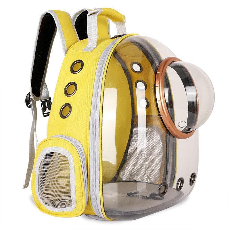 Cat Carrier Yellow Bag Travel Breathable Transparent Space Capsule Backpack