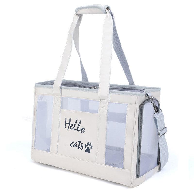 Cat Carrier Bag Portable Breathable Large Capacity Tote White Pet Handbag