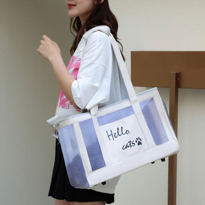 Cat Carrier Bag Portable Breathable Large Capacity Tote White Pet Handbag