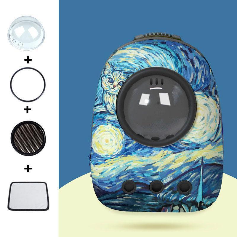 Cat Carrier Starry sky Bag Transparent Breathable Capsule Cat Backpack