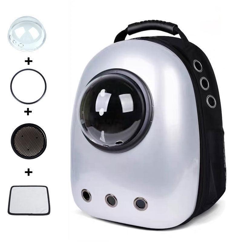 Cat Carrier Silver White Bag Transparent Breathable Capsule Cat Backpack