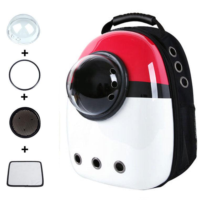 Cat Carrier Red and white Bag Transparent Breathable Capsule Cat Backpack