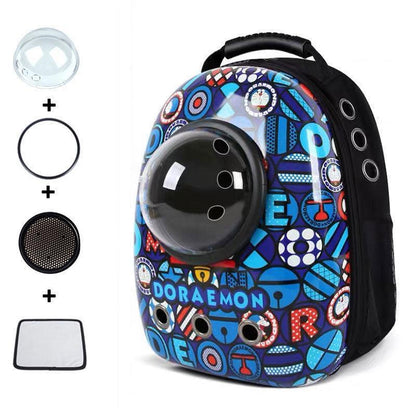 Cat Carrier Jingle cat blue Bag Transparent Breathable Capsule Cat Backpack