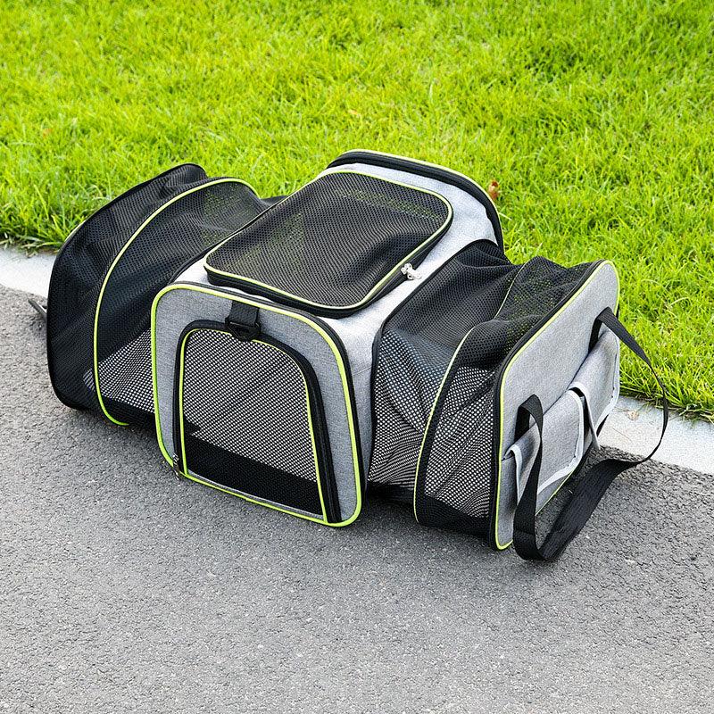 Cat Carrier Green Bag Soft Breathable Foldable Expandable Pet Handbag
