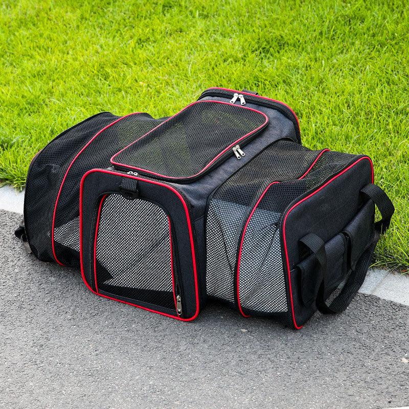 Cat Carrier Red Bag Soft Breathable Foldable Expandable Pet Handbag