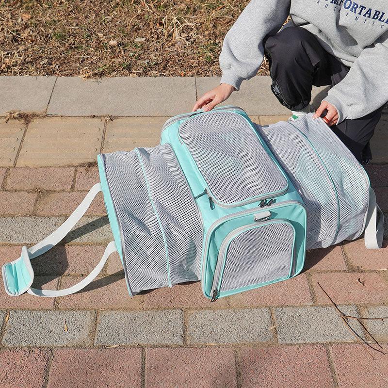 Cat Carrier Sky Blue Bag Soft Breathable Foldable Expandable Pet Handbag