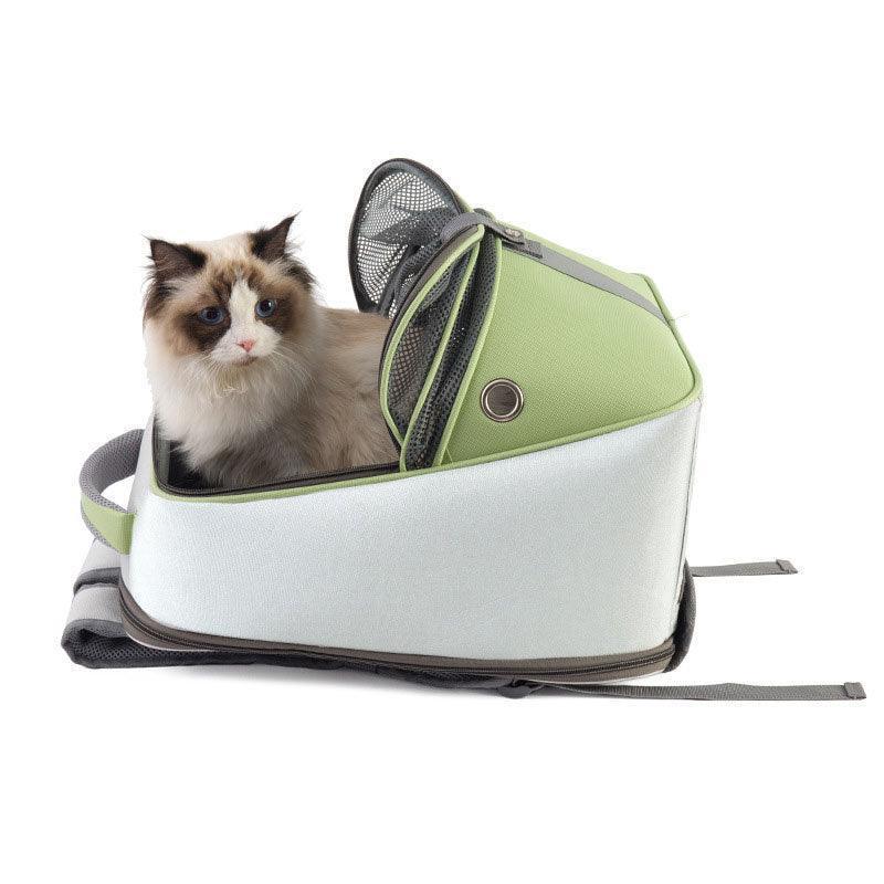 Cat Carrier Bag Outdoor Portable Foldable Green Pet Backpack Expandable