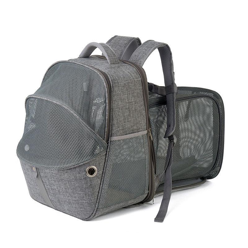 Cat Carrier Bag Outdoor Portable Foldable Grey Pet Backpack Expandable