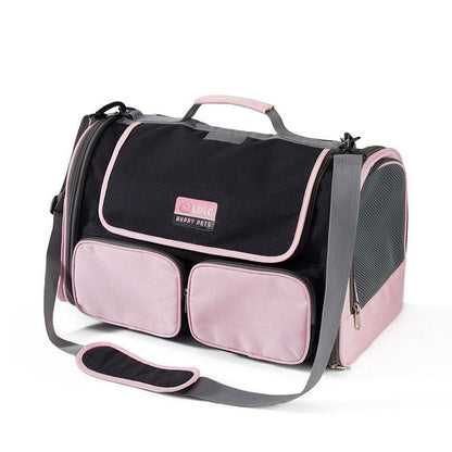 Cat Carrier Bag Breathable Foldable Pink Outdoor Travel Tote Pet Handbag