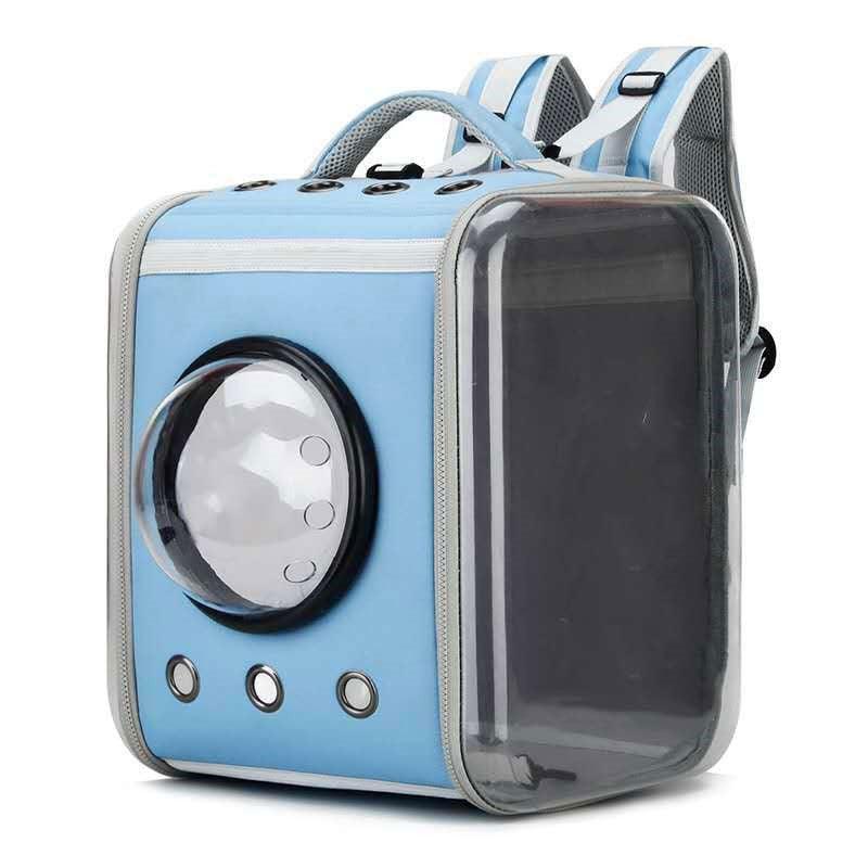 Cat Carrier Bag Breathable Foldable Travel 4 Blue Transparent Pet Backpack