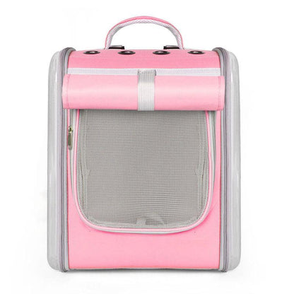 Cat Carrier Bag Breathable Foldable Travel Pink Transparent Pet Backpack