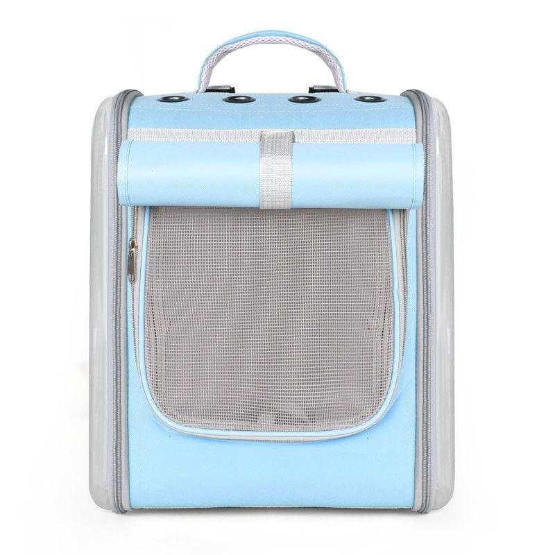 Cat Carrier Bag Breathable Foldable Travel Blue Transparent Pet Backpack