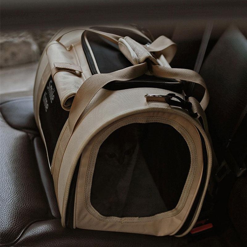 Cat Carrier Bag Folded Tote Khaki Large Bag - MEWCATS