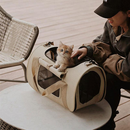Cat Carrier Bag Folded Tote Khaki Large Bag - MEWCATS