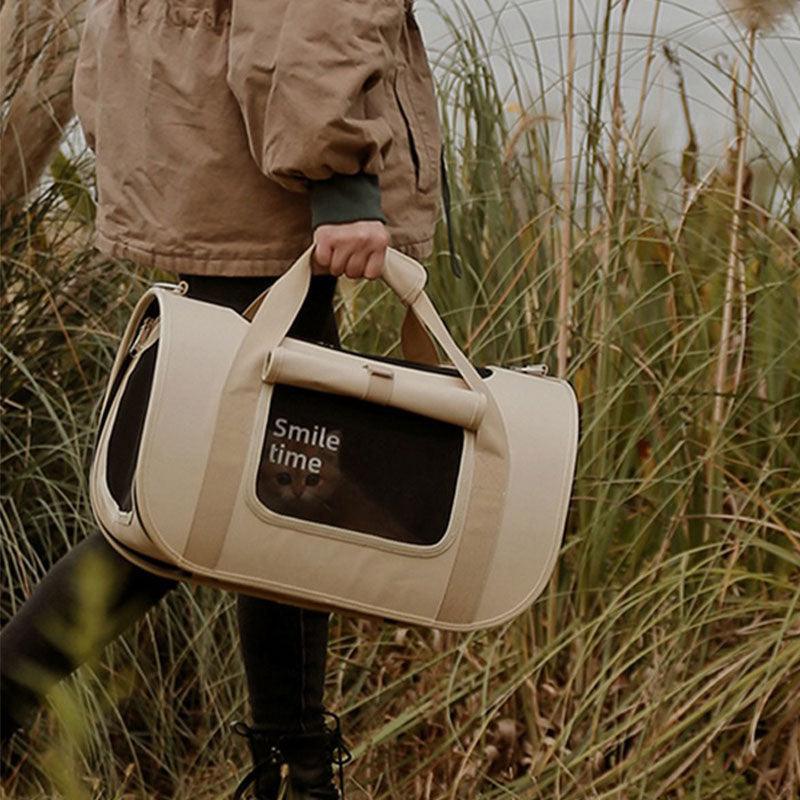 Cat Carrier Bag Folded Tote Khaki Large Bag - MEWCATS