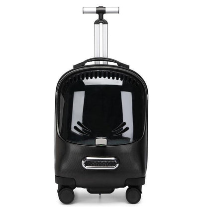 Cat Carrier Bag On Wheels Trolley Removable Rolling BlackPet Backpack