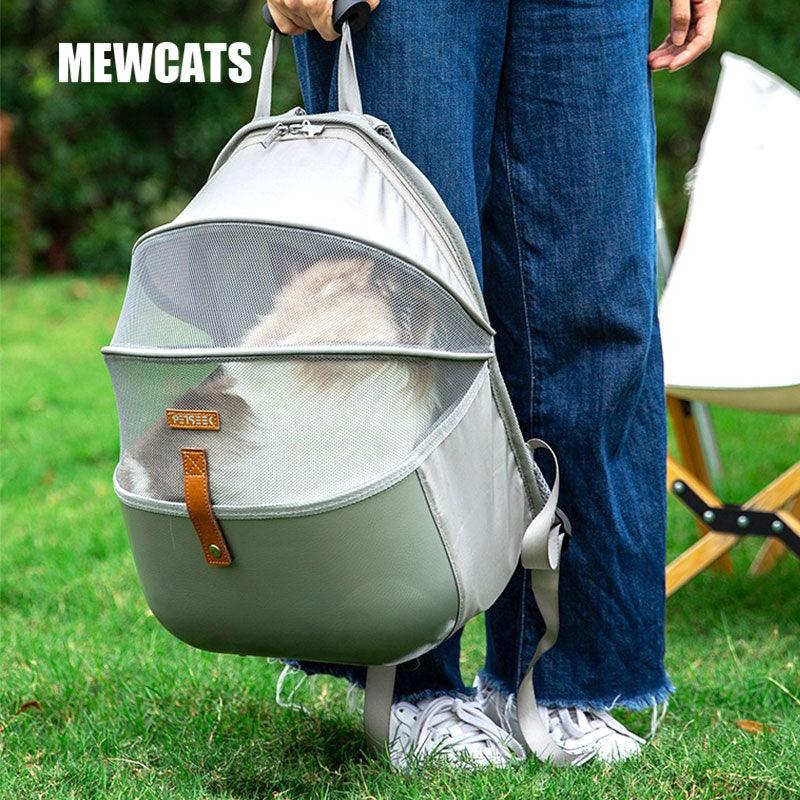 Cat Carrier Bag Portable Breathable White Outdoor travel Pet Backpack - MEWCATS