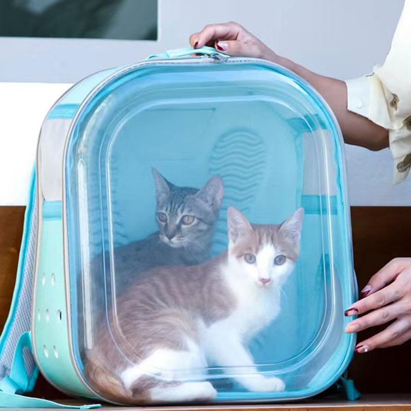 Cat Carrier Bag Space Capsule Foldable Transparent Blue Pet Backpack