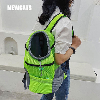 Cat Carrier Front Pack Breathable Head Out Design Green Pet Backpack