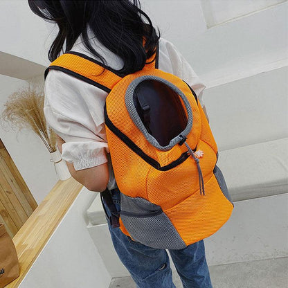 Cat Carrier Front Pack Breathable Head Out Design Orange Pet Backpack