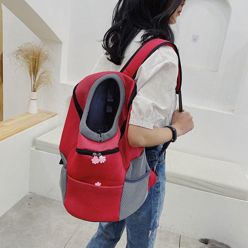 Cat Carrier Front Pack Breathable Head Out Design Red Pet Backpack