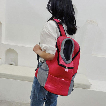 Cat Carrier Front Pack Breathable Head Out Design Red Pet Backpack