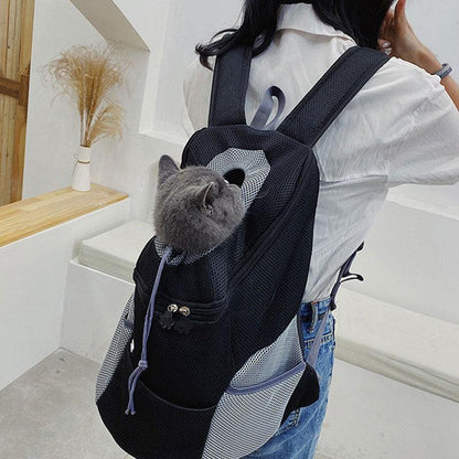 Cat Carrier Front Pack Breathable Head Out Design Black Pet Backpack