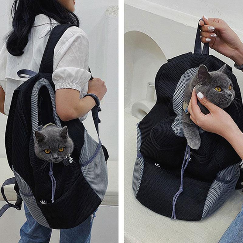 Cat Carrier Front Pack Breathable Head Out Design Blcak Pet Backpack