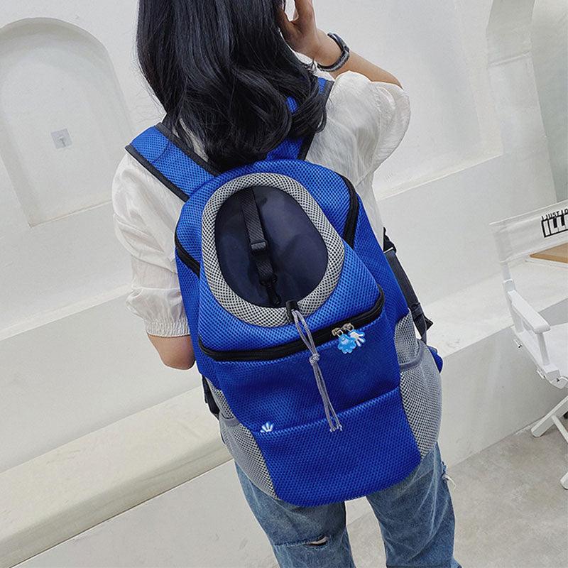 Cat Carrier Front Pack Breathable Head Out Design Blue Pet Backpack