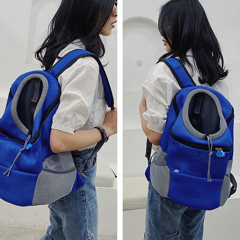 Cat Carrier Front Pack Breathable Head Out Design Blue Pet Backpack