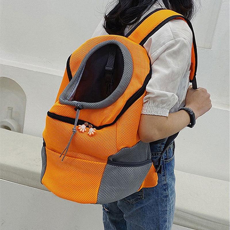 Cat Carrier Front Pack Breathable Head Out Design Orange Pet Backpack