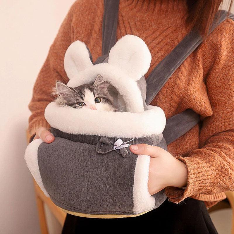 Cat Carrier Front Pack Warm Cat Dark Gray Bag Carrying Pouch Soft Backpack