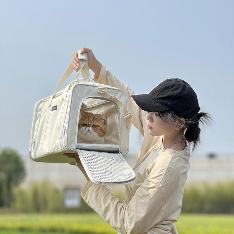 Cat Carrier Shoulder Bag Expandable Tote Foldable Pet Handbag - MEWCATS