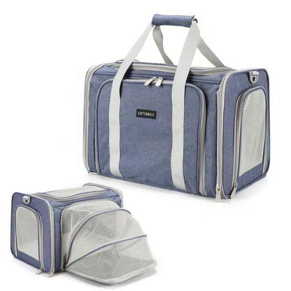 Cat Carrier Shoulder Bag Expandable Tote Foldable Pet Handbag - MEWCATS