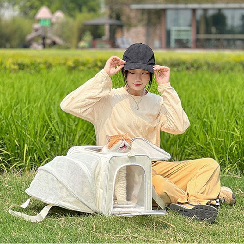 Cat Carrier Shoulder Bag Expandable Tote Foldable Pet Handbag - MEWCATS