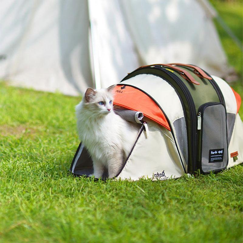 Cat Carrier Bag Tent Expandable Large Capacity Handheld 2 Color Pet Backpack