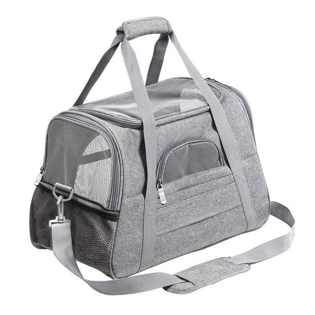 Cat Carrier Tote Portable Breathable Folding Soft Grey Bag Travel Handbag