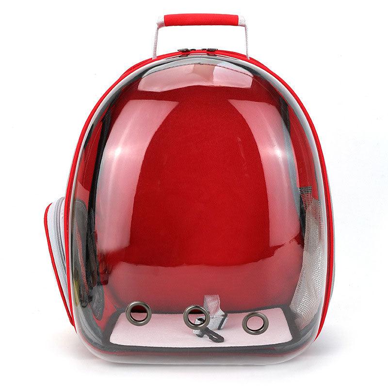 Cat Carrier Red Bag Transparent Breathable Portable Backpack