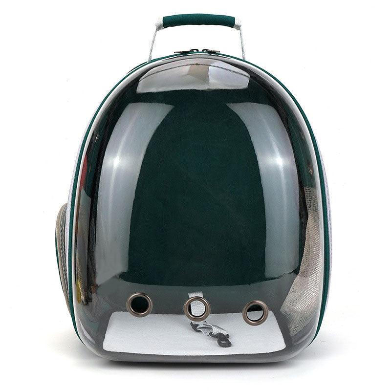 Cat Carrier Dark Green Bag Transparent Breathable Portable Backpack