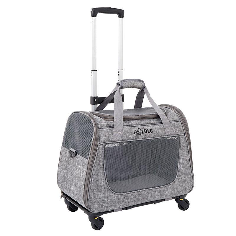 Cat Carrier Backpack With Wheels Trolley Case Grey Large Space Pet Tote