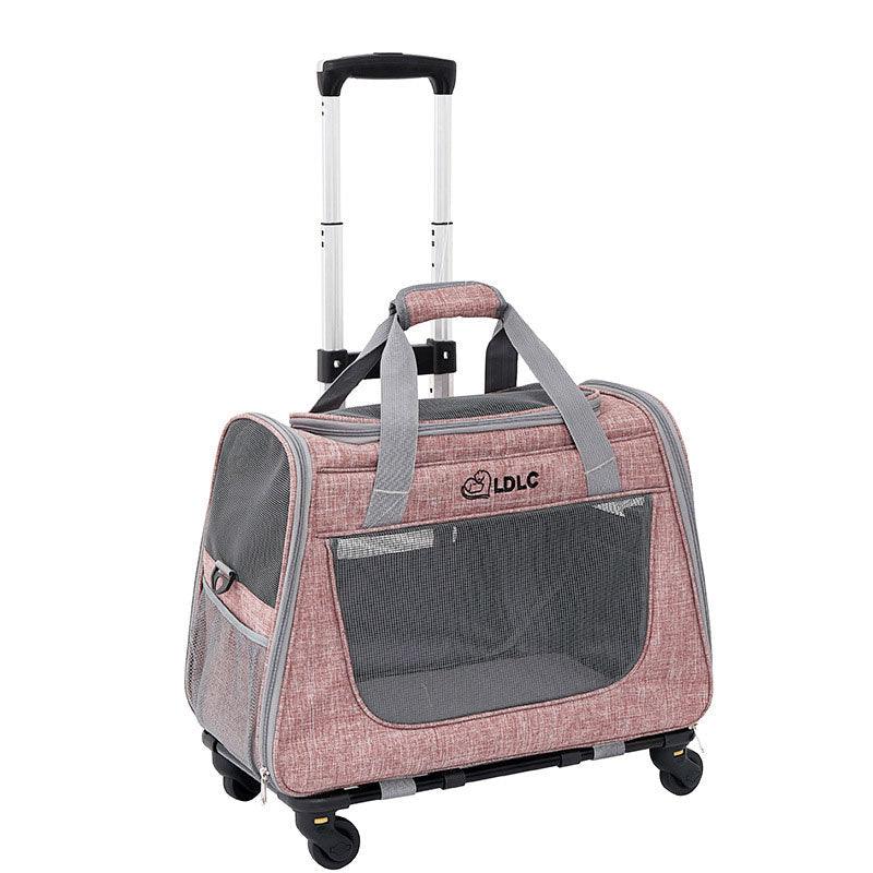 Cat Carrier Backpack With Wheels Trolley Case Pink Large Space Pet Tote