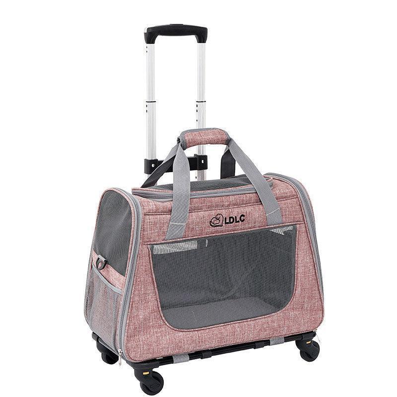 Cat Carrier With Wheels 2 Color Large Tote Trolley - MEWCATS