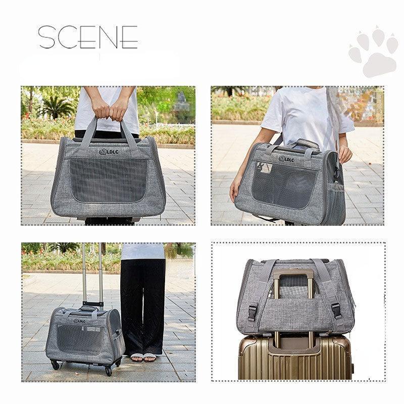 Cat Carrier With Wheels 2 Color Large Tote Trolley - MEWCATS